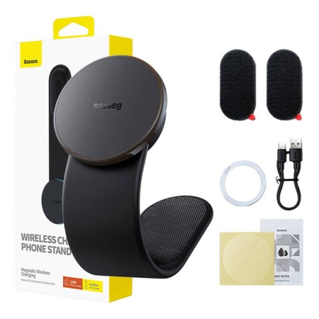 Suport de Bord pentru Telefon cu Incarcare Wireless, 15W - Baseus C02 Pro (C40156000111-00) - Black