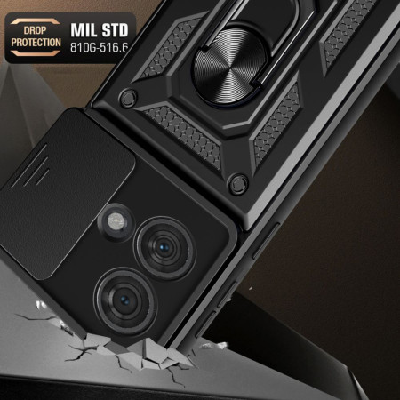 Husa pentru Motorola Edge 50 Ultra, CamShield Protectie Camera, Magnetic, Slide si Snap, Black