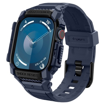 Husa pentru Apple Watch 10 46mm + Curea - Spigen Rugged Armor Pro - Navy Blue