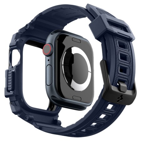 Husa pentru Apple Watch 10 46mm + Curea - Spigen Rugged Armor Pro - Navy Blue