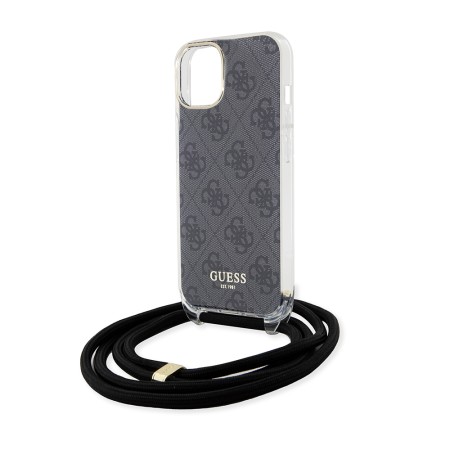 Husa pentru iPhone 15 / iPhone 14 / iPhone 13 - Guess Crossbody Cord 4G Print (GUHCP15SHC4SEK) - Black