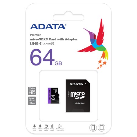 Card de Memorie MicroSDXC 64GB - Adata (AUSDX64GUICL10-RA1) - Black