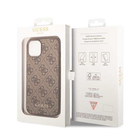 Husa pentru iPhone 14 - Guess Hardcase 4G (GUHCP14SG4GFBR) - Brown