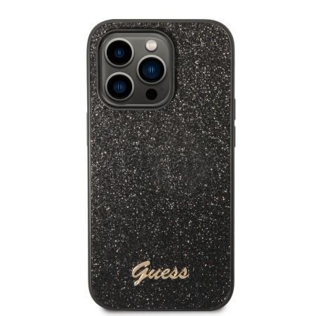 Husa pentru iPhone 14 Pro Max - Guess Glitter Script (GUHCP14XHGGSHK) - Black