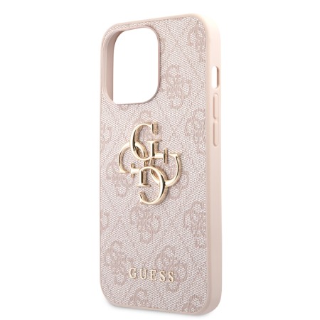 Husa pentru iPhone 13 Pro - Guess Leather 4G Metal Logo (GUHCP13L4GMGPI) - Pink