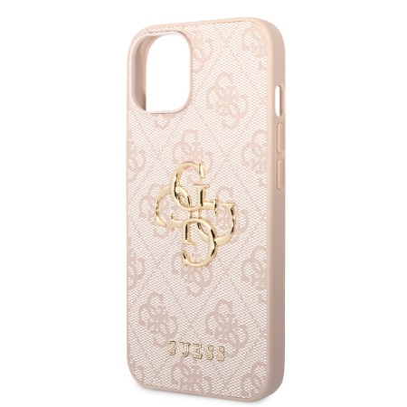 Husa pentru iPhone 14 - Guess Leather 4G Metal Logo (GUHCP14S4GMGPI) - Pink