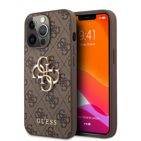 Husa pentru iPhone 13 Pro - Guess Hardcase 4G Big Metal Logo (GUHCP13L4GMGBR) - Brown