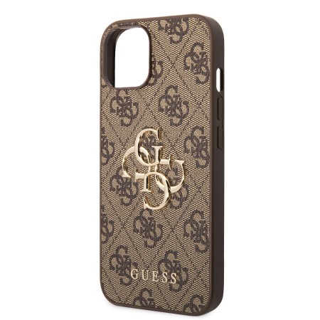 Husa pentru iPhone 14 - Guess Hardcase 4G Big Metal Logo (GUHCP14S4GMGBR) - Brown