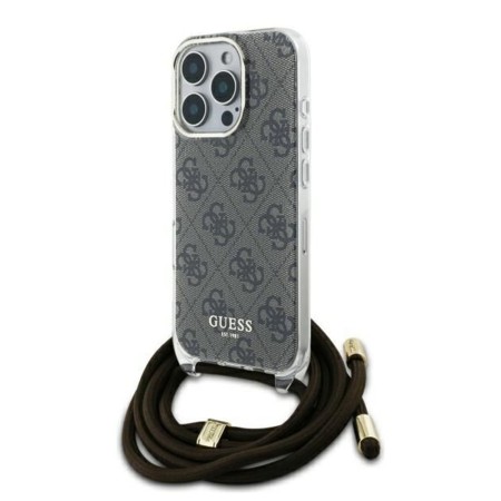 Husa pentru iPhone 16 Pro - Guess Crossbody Cord 4G Print (GUHCP16LHC4SEW) - Brown