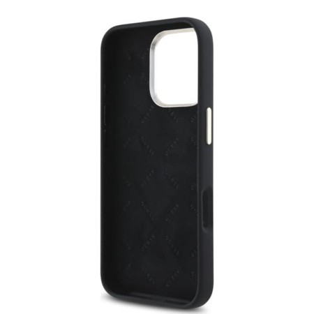 Husa pentru iPhone 16 Pro Max - Guess Silicone Logo Strass 4G (GUHCP16XM4DGPK) - Black