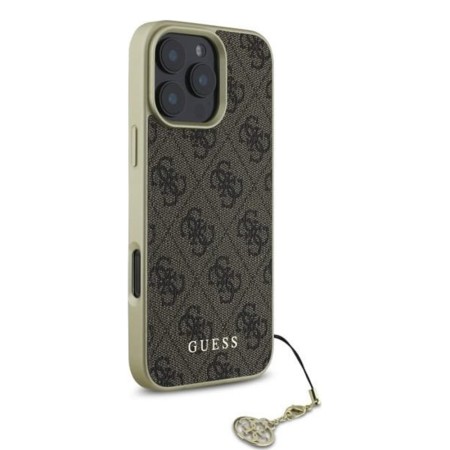 Husa pentru iPhone 16 Pro Max - Guess Hardcase 4G Charms Collection (GUHCP16XGF4GBR) - Brown