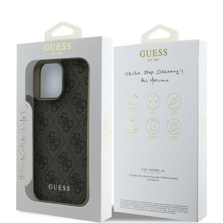 Husa pentru iPhone 16 Pro Max - Guess Hardcase 4G Charms Collection (GUHCP16XGF4GBR) - Brown