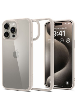 Husa pentru iPhone 15 Pro Spigen Ultra Hybrid, Natural Titanium