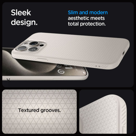 Husa pentru iPhone 15 Pro Max Spigen Liquid Air, Natural Titanium