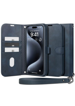 Husa pentru iPhone 15 Pro Spigen Wallet S, Navy