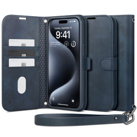 Husa pentru iPhone 15 Pro Spigen Wallet S, Navy
