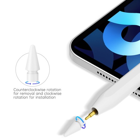 Stylus Pen pentru Tableta, Bluetooth, Type-C, 130mAh, Palm Rejection, Tilt Pressure Sense - Techsuit (V15) - White