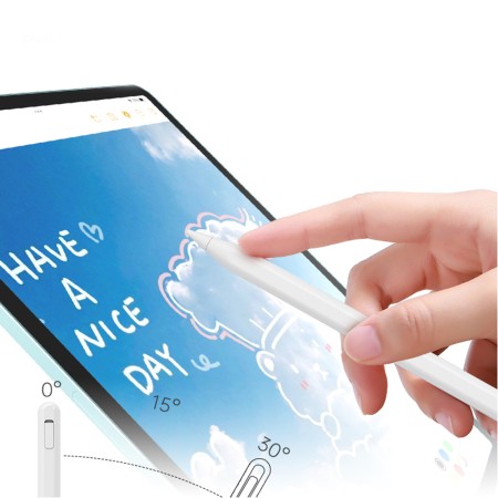 Stylus Pen pentru Tableta, Bluetooth, Type-C, 130mAh, Palm Rejection, Tilt Pressure Sense - Techsuit (V15) - White