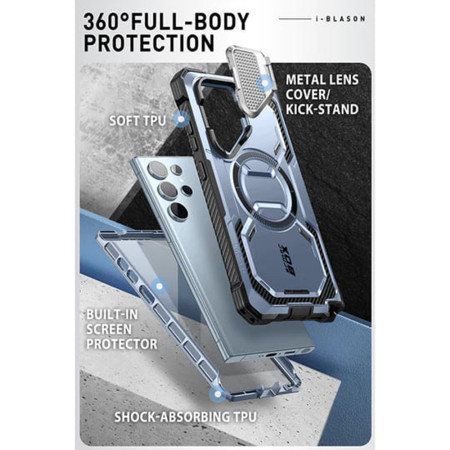Husa pentru Samsung Galaxy S24 Ultra cu Folie, I-Blason Armorbox MagSafe, Tilt