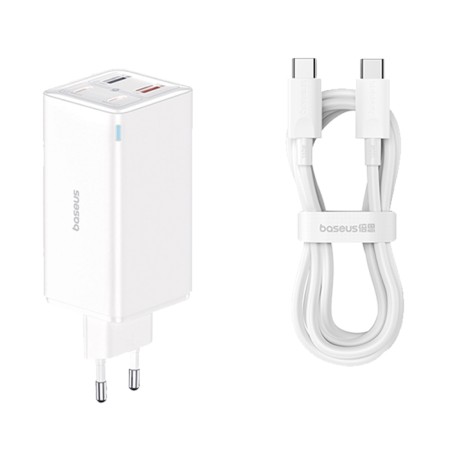 Incarcator 2x USB, 2x Type-C, 100W + Cablu Type-C, 100W, 20V, 5A, 1m - Baseus GaN6 Pro (P10162705212-00) - White