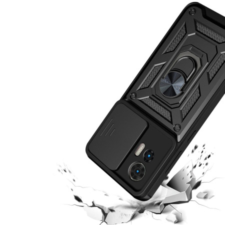 Husa pentru Motorola Edge 50 Fusion, CamShield Protectie Camera, Magnetic, Slide si Snap, Black