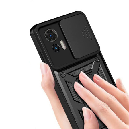 Husa pentru Motorola Edge 50 Fusion, CamShield Protectie Camera, Magnetic, Slide si Snap, Black