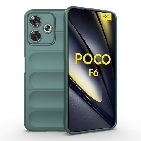 Husa Antisoc pentru Xiaomi Poco F6, Margini Striate, Magic Shield, Green