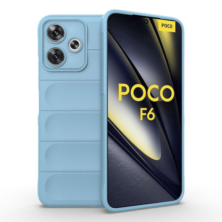 Husa Antisoc pentru Xiaomi Poco F6, Margini Striate, Magic Shield, Bleu