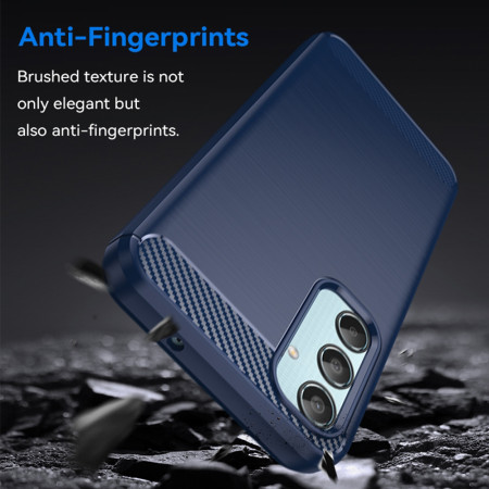 Husa Carbon Anti-Soc pentru Samsung Galaxy M35, Premium PRO, Tech Protects, Blue