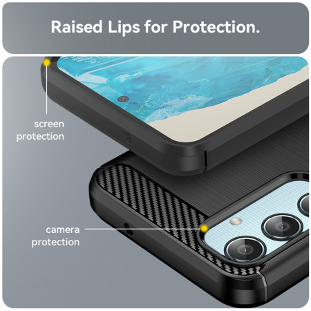 Husa Carbon Anti-Soc pentru Samsung Galaxy M35, Premium PRO, Tech Protects, Black