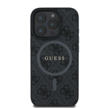 Husa pentru iPhone 16 Pro Max - Guess 4G Ring Classic Logo MagSafe (GUHMP16XG4GFRK) - Black