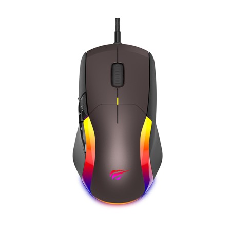 Mouse cu Fir pentru Gaming 1200/2400/3200/4800/6400/8000 DPI, 1.6m, 5V - Havit (MS959S) - Black / Ochre