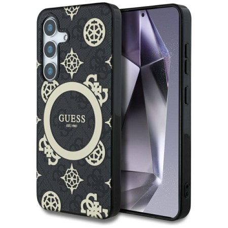 Husa pentru Samsung Galaxy S25 - Guess IML Peony On 4G Background MagSafe - Black