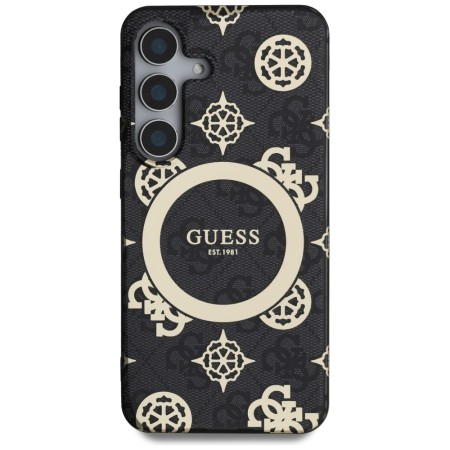 Husa pentru Samsung Galaxy S25 - Guess IML Peony On 4G Background MagSafe - Black