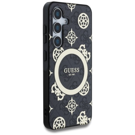 Husa pentru Samsung Galaxy S25 - Guess IML Peony On 4G Background MagSafe - Black