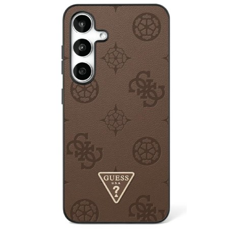 Husa pentru Samsung Galaxy S25 Ultra - Guess Peony Grained Hot Stamp Triangle Logo MagSafe - Brown