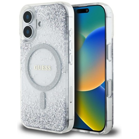 Husa pentru iPhone 16 - Guess Hardcase Resin Gradient Glitter MagSafe - Silver