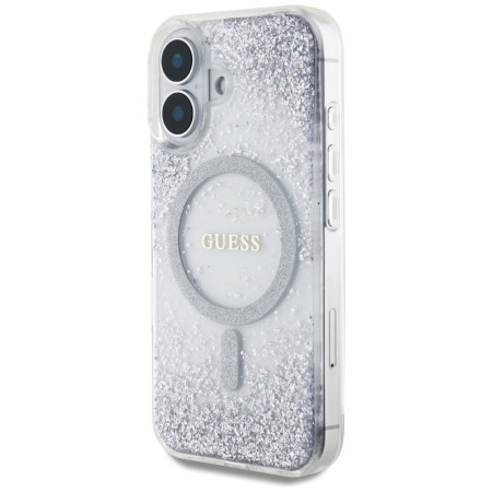 Husa pentru iPhone 16 - Guess Hardcase Resin Gradient Glitter MagSafe - Silver