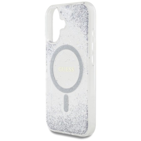 Husa pentru iPhone 16 - Guess Hardcase Resin Gradient Glitter MagSafe - Silver