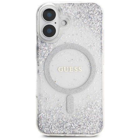 Husa pentru iPhone 16 - Guess Hardcase Resin Gradient Glitter MagSafe - Silver