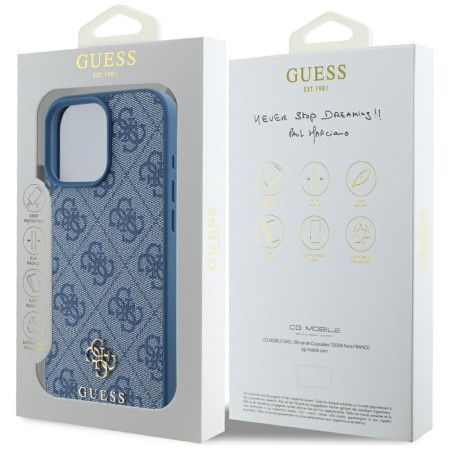 Husa pentru iPhone 16 Pro Max - Guess 4G Small and Classic Logo MagSafe - Blue