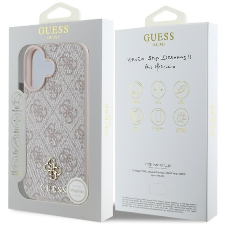 Husa pentru iPhone 16 - Guess 4G Small and Classic Logo MagSafe - Pink