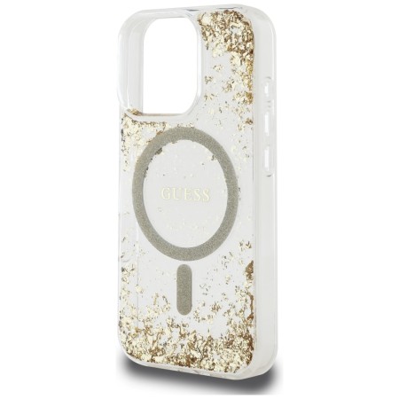 Husa pentru iPhone 16 Pro Max - Guess Hardcase Resin Bottom Glitter MagSafe - Gold