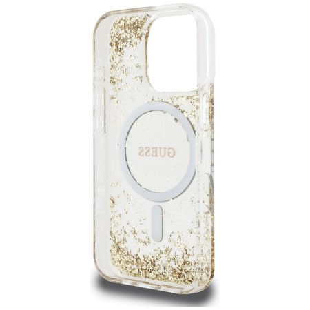 Husa pentru iPhone 16 Pro Max - Guess Hardcase Resin Bottom Glitter MagSafe - Gold