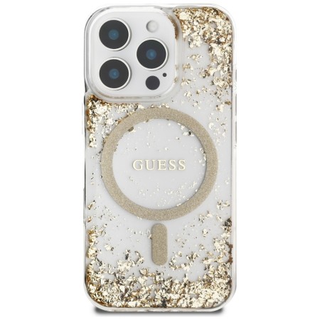 Husa pentru iPhone 16 Pro Max - Guess Hardcase Resin Bottom Glitter MagSafe - Gold