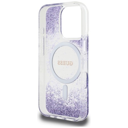 Husa pentru iPhone 16 Pro - Guess Hardcase Resin Bottom Glitter MagSafe - Purple