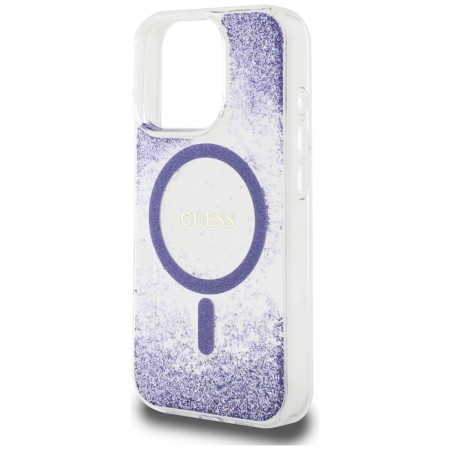 Husa pentru iPhone 16 Pro - Guess Hardcase Resin Bottom Glitter MagSafe - Purple