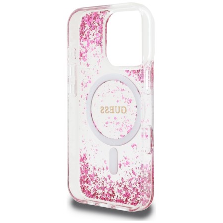 Husa pentru iPhone 16 Pro - Guess Hardcase Resin Bottom Glitter MagSafe - Pink