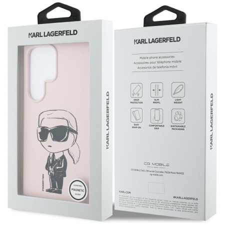 Husa pentru Samsung Galaxy S25 Ultra - Karl Lagerfeld Silicone Graffiti MagSafe - Ikonik Pink