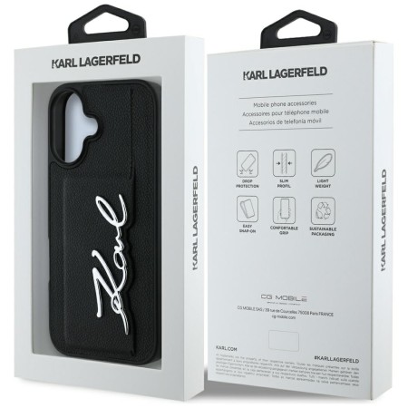 Husa iPhone 16 - Karl Lagerfeld Hardcase Leather Cardslot - Metal Signature